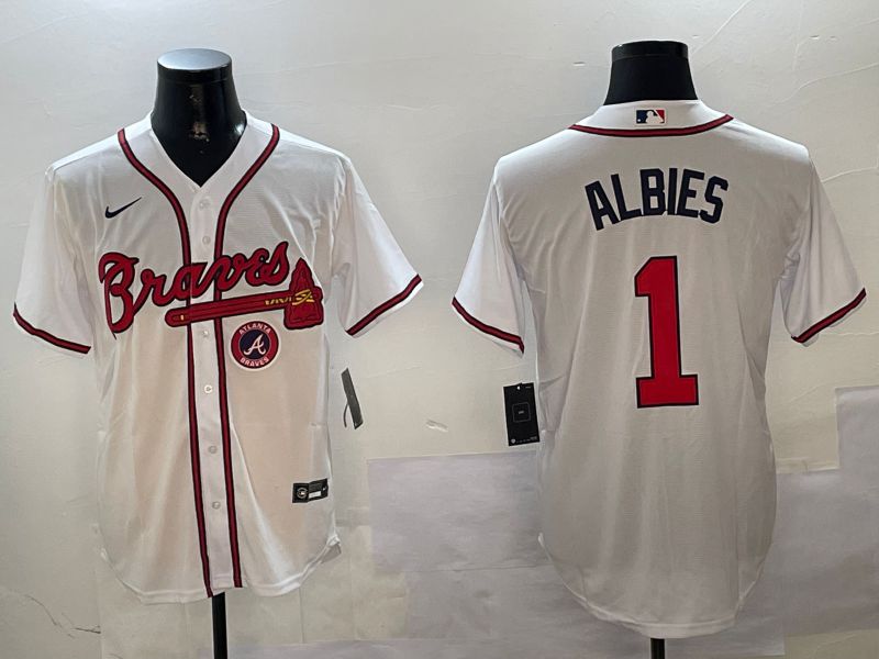 Men Atlanta Braves #1 Albies White Game 2024 Nike MLB Jersey style 2->atlanta braves->MLB Jersey